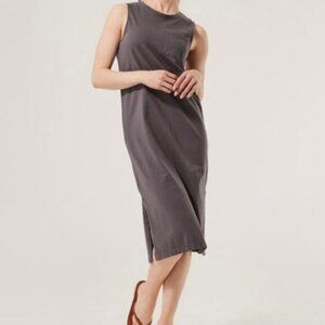 Pact Gray Organic Cotton Midi Dress Women's Medium